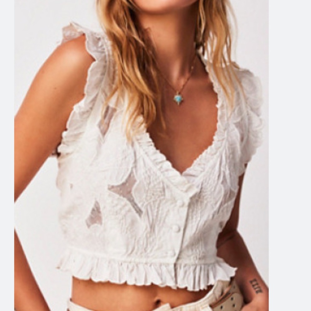 Free People All the Ways Top Blouse Ivory Medium EUC